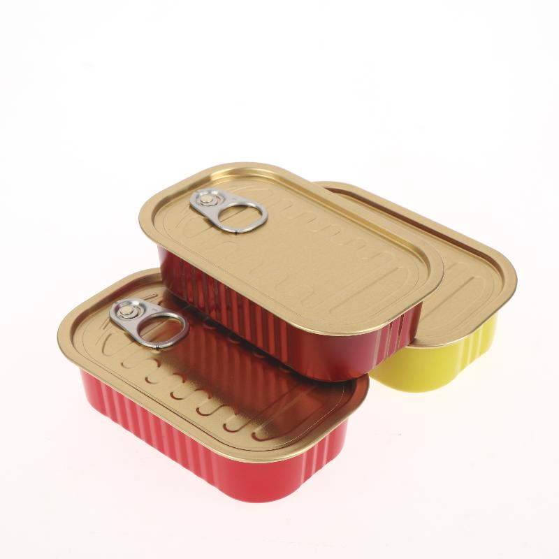 Food Storage Aluminum - علبتان معدنيتان مستطيلتان فارغتان صغيرتان محكمة