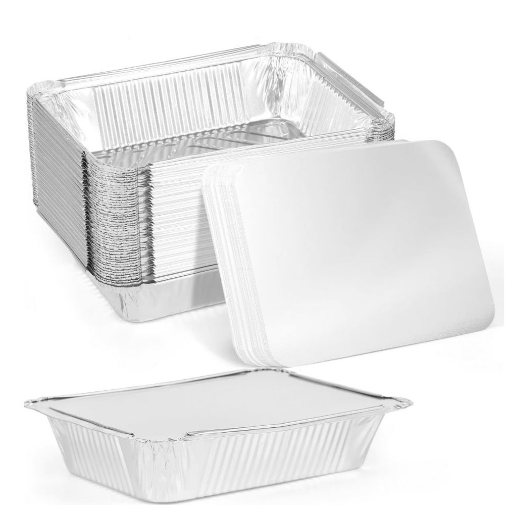 Food Storage Aluminum - 10 قطعة جديد مع الأغطية الألومنيوم