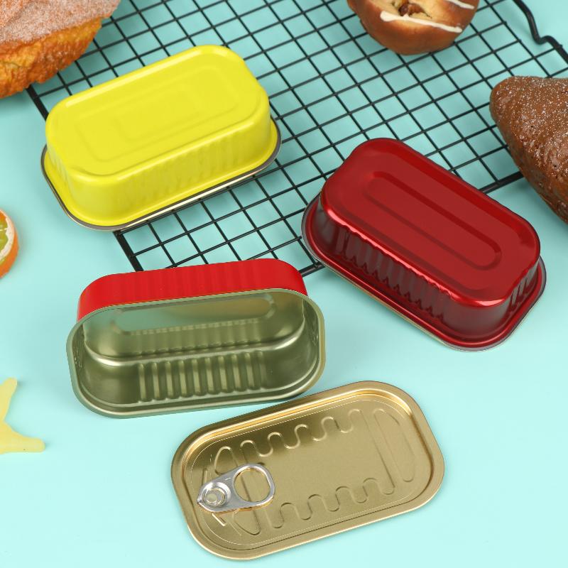 Food Storage Lid - علبتان معدنيتان مستطيلتان صغيرة محكمة الإغلاق
