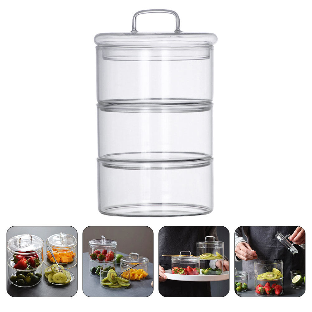 Food Storage Jars - طقم وعاء تخزين زجاجي شفاف للسلطة،