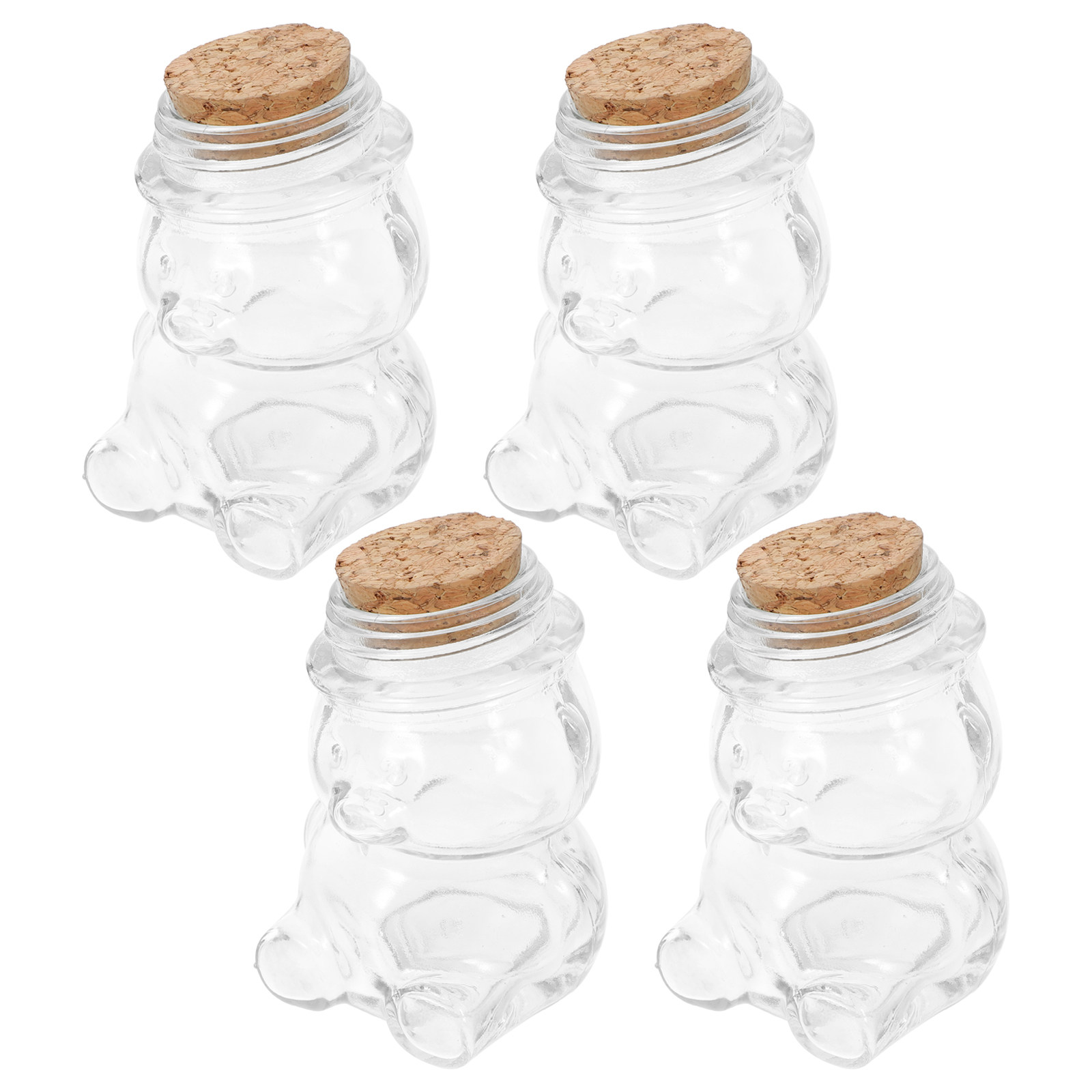 Food Storage Jars - طقم من 4 أوعية زجاجية شفافة