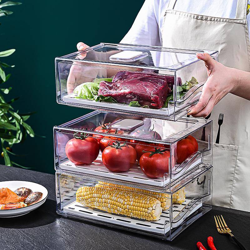 Food Storage Drawers - صندوق تنظيم وتخزين الفواكه والخضروات للثلاجة،